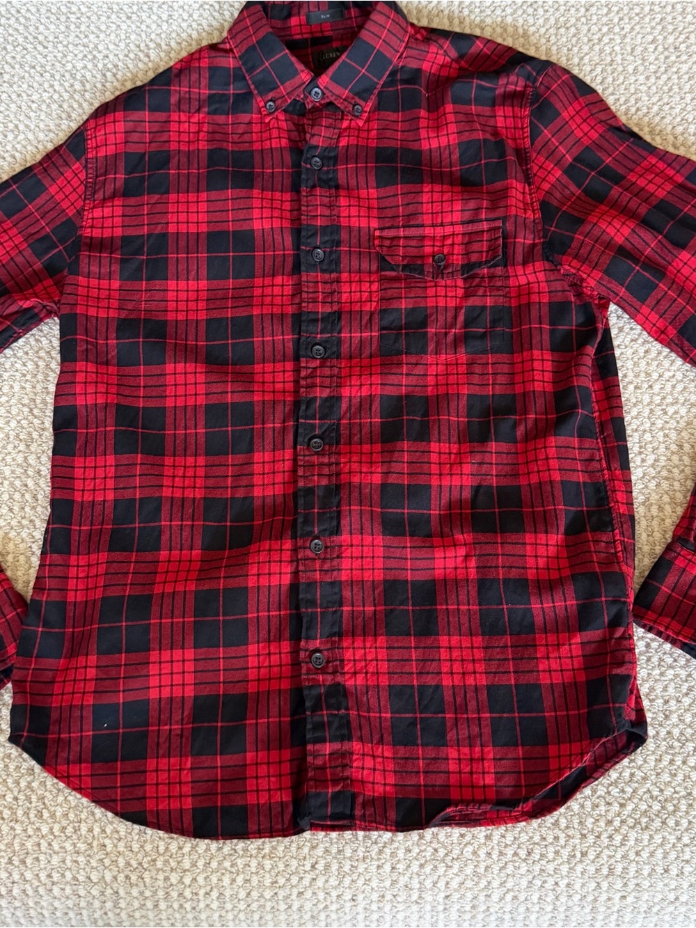 J. Crew Flannel Slim Shirt Women’s Medium Red and Black Buffalo Plaid Soft NEW